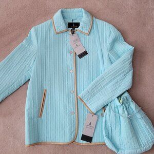 New London Fog Quilted Coat Bonus Purse Vintage Y2K NWT Blue Women's Medium